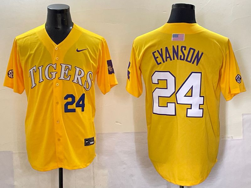 Men 2025 LSU Tigers #24 Eyanson Yellow Joint Name Nike NCAA Jersey style 5->ncaa teams->NCAA Jersey
